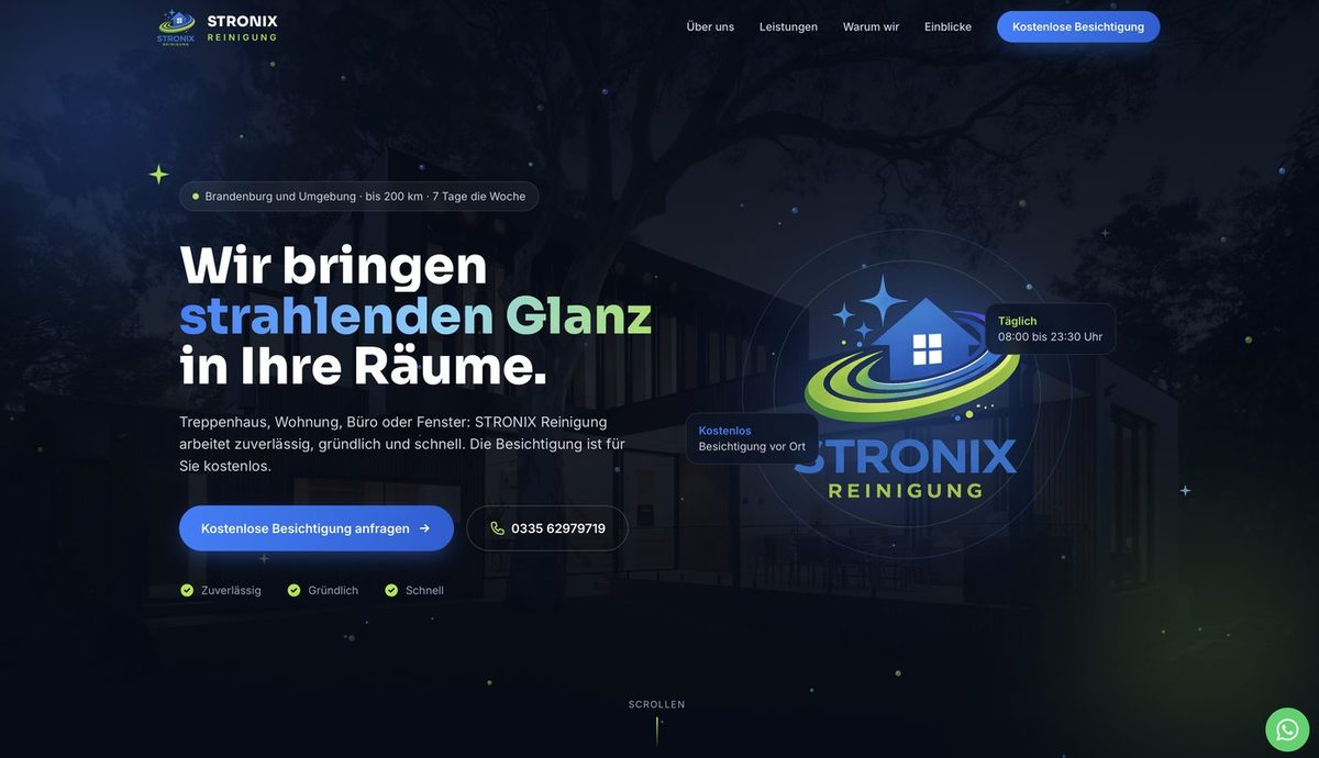 Kundenprojekt: Website der Stronix Reinigung in Brandenburg