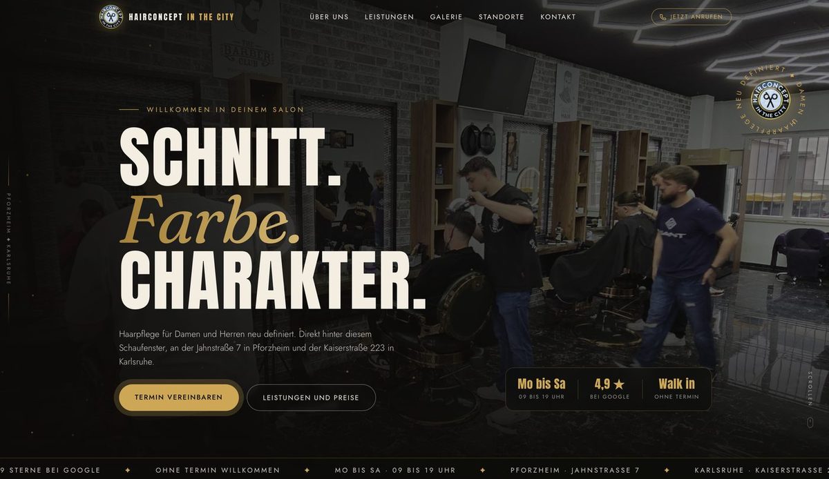 Kundenprojekt: Website von Hairconcept in the City in Pforzheim und Karlsruhe